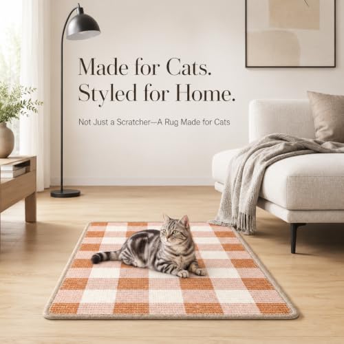Cat Scratcher Mat, Natural Sisal Cat Scratch Pad for Cats - color: Coffee White