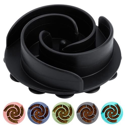 Slow Feeder Dog Bowls Insert, Bestalk Soft Silicone Slow Eating Feeder Insert with Suction Cups for Small, Medium and Large Dogs, Fit into Basic and Elevated Dog Bowls, Black - color: Black, size: M