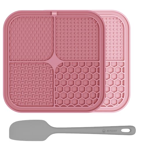 ChefAide 2 Pack Lick Mat for Dogs, Cats & Puppies with Suction Cups - color: Pink Berry
