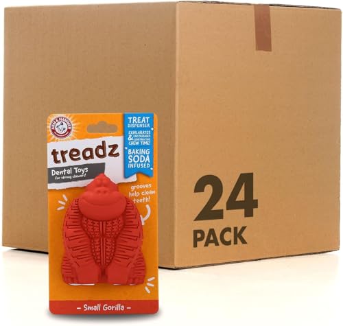 Arm & Hammer Super Treadz Mini Gorilla Dental Chew Toy, Small, 3.5 in, 24Pk - size: Small (Pack of 24), style: Gorilla