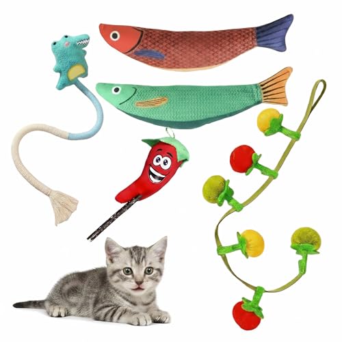 Catnip Toys for Cats, 5 Pack Interactive Cat Toy Set - color: 5Pack-Fish