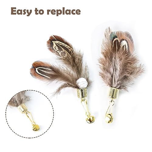 Cat Insect Feather Toys Replacement Cat Toy Wand Refills, 6 Pieces Natural Insect Cat Toy Feathers Refill, Interactive Cat Teaser Wand Attachments, with Bell - color: Style 1
