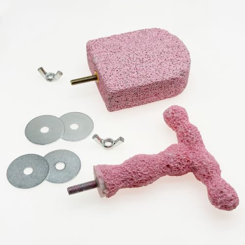 4 PC Bird Perch Stand Pet Teeth Grinding Stone for Small Birds - color: Cyan-Purple-Pink, size: Small
