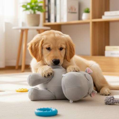 Puppy Heartbeat Toy with Heartbeat Sleep Aid Dog Anxiety Relief Toy(Gray) - color: gray