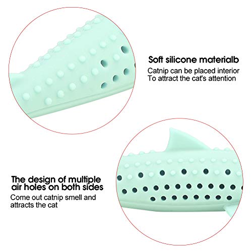 VINGVO Cat Teeth Cleaning Toy, Cat Teething Toys Silicone Molar Stick Catnip Toys Cat Toothbrush Cat Fish Shape Toothbrush with Catnip Chew Bite Teeth Cleaning Toy for Cats Kitten Kitty