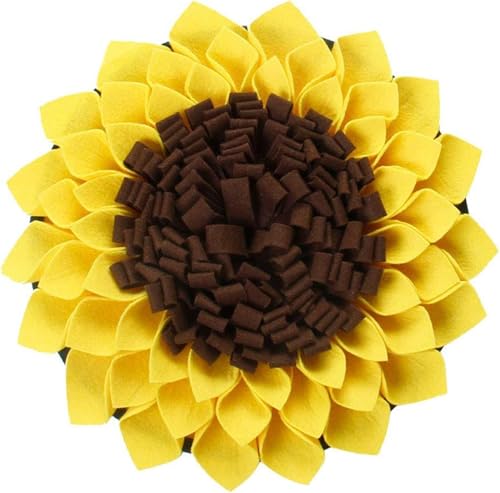 Snuffle Mat for Dogs Sunflower 19” x 19”, Large Interactive Slow Feeder Mat, Encourages Natural Foraging Skills, Plush Enrichment Toy for Mental Stimulation, Machine Washable Puppy Chew Toy - size: 19"L x 19"W