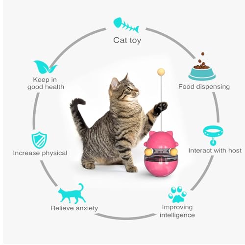 Interactive Cat Toy for Indoor Cats Wobble Treat Dispenser Ball(Rose Red) - color: Rose Red