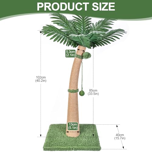 40'' Tall Cat Scratching Post Cat Tree, Curved Design Cat Scratcher Post with 3 Interactive Balls, Natural Sisal Rope Cat Scratching Posts for Indoor Cats Adults Kittens, Multi-Combinable (Style A) - size: Style A