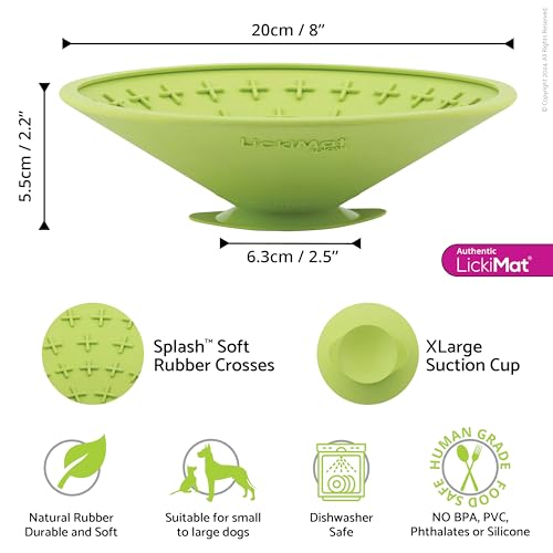 LickiMat Splash Slow Feeder Bowl Lick Mat for Dogs, Green - color: Green