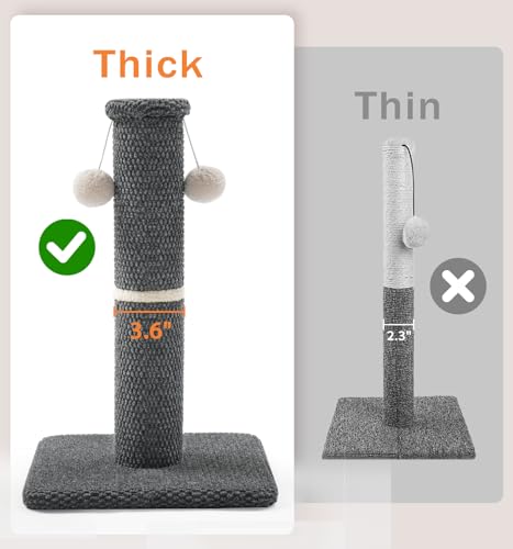 Made4Pets Cat Scratching Post, Carpet Cat Scratcher for Indoor Cats, 23.6" - color: Dark Grey, size: 23.6"