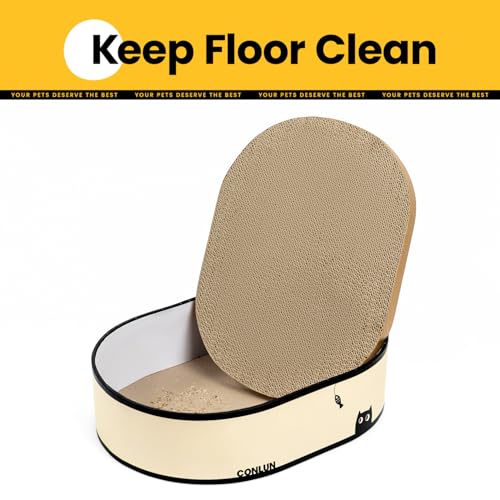 Conlun Oval Cat Scratcher Box with 4 Scratching Pads | Medium - color: Black Cat, size: 4 Pads-Cat Scratcher Box