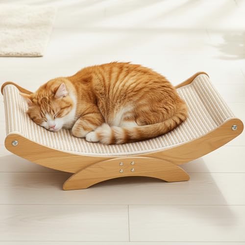 Large Cat Scratcher Bed, Cat Hammock with Sisal Scratch Pad for Indoor Cats