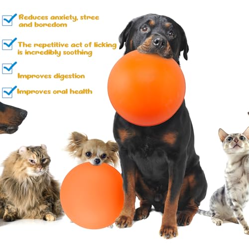 Patelai 2 Pcs Dog Lick Bowl, Slow Feeder Bowl for Dogs, Orange, Green, Bone - color: Orange, Green