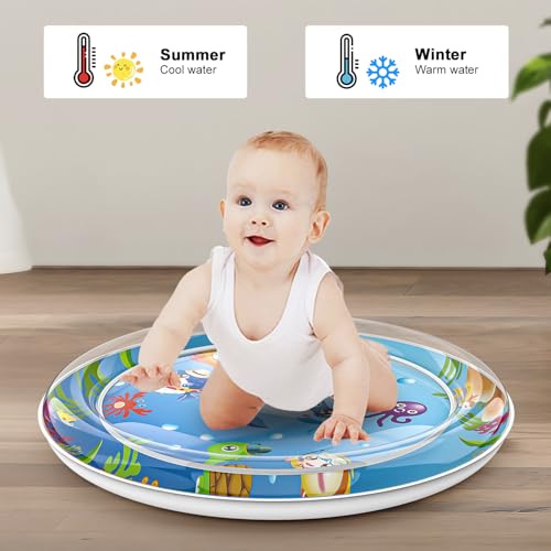 Inflatable Cat Dog Baby Water Mat Toy, [Newly Upgraded, 2 Layers Thickened] Premium Anti-Scratch Leak Proof Mat, with Floating Fish for Indoor Kitten Cats & Kids to Swatting Exercise Hunting (Dolphin)