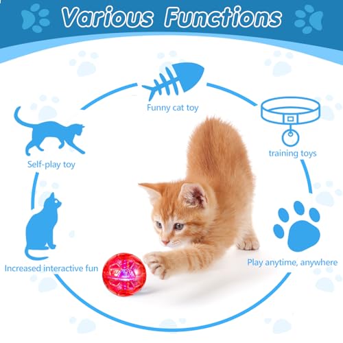 Sratte 2 Pcs Rechargeable Light up Cat Ball Ghost Hunting, Red and Blue - color: Red and Blue