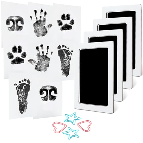 4-Pack Baby Inkless Hand and Footprint Kit, Dog Nose & Paw Print Kit - color: Black, size: Large(Pack of 4)