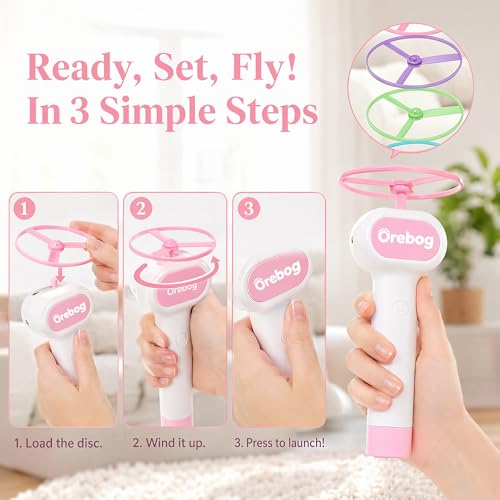 Cat Toy Disc Launcher,Rechargeable Interactive Cat Fetch Toy with 6 Discs - color: Pink
