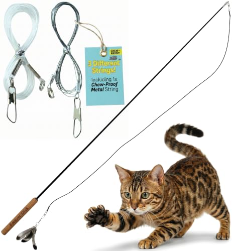 Forever Stick Cat Wand Toy, 3 Strings, Chew Proof Metal Wire - size: Forever Stick and Chew-proof String