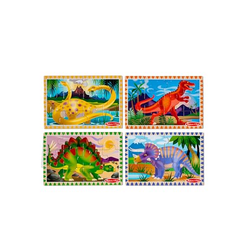 Melissa & Doug 4-in-1 Wooden Dinosaur Puzzles, 48-Piece Jigsaw Puzzle Set - style: Dinosaurs