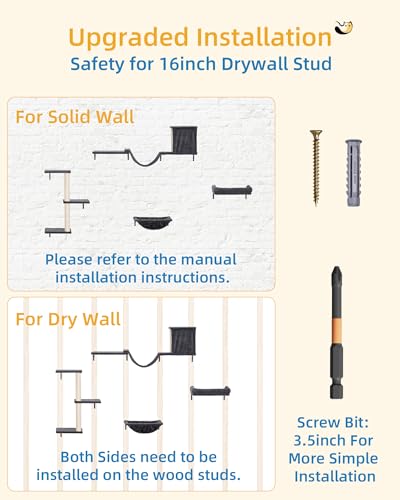 Aechonow Heavy Duty Cat Wall Shelves for Large Cats, 5-in-1 Cat Furniture