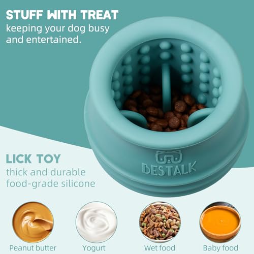 Dog Enrichment Treat Toy, Long-Lasting Wobbly Interactive Freeze Lick Toys for Dogs, Stuffable Puzzle Feeder Toy for Boredom, Silicone Treat Dispensing Chew Toy (Teal Blue,M) - color: Teal Blue, size: M