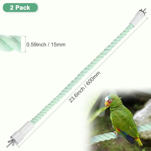 M METERXITY 2-Pack Rope Perches for Bird Cages, 23.6 in Length Comfort Grip Flexible Rope Perch Beak & Paw Grinding for Parrots/Cockatiels/Parakeets, Bird Platform Sand [Cyan] - color: Cyan, size: 23.6 in