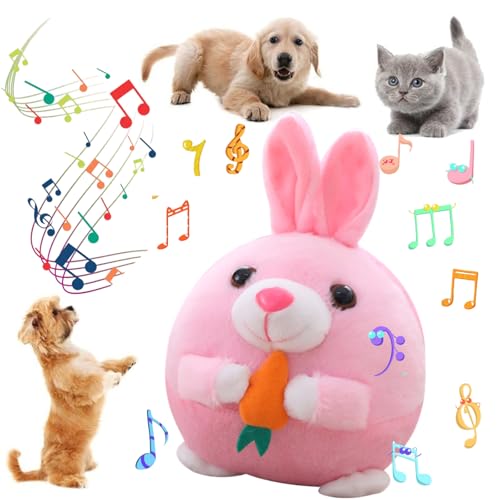 Interactive Dog Toys, 2026 New Active Moving Pet Plush Toy, Rechargeable Squeaky Dog Ball Toy with Talking Sound, Washable Cartoon Bunny Plush Toy for Dogs Puppies (Pink Bunny) - color: Pink Bunny