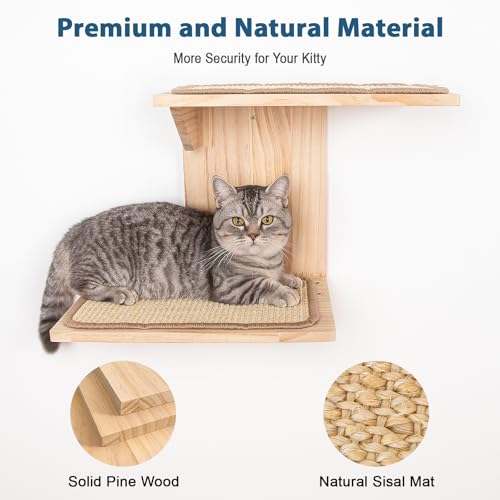 Cat Wall Shelves, Branch Style 2 Platform Cats Walls Furniture. - color: brown