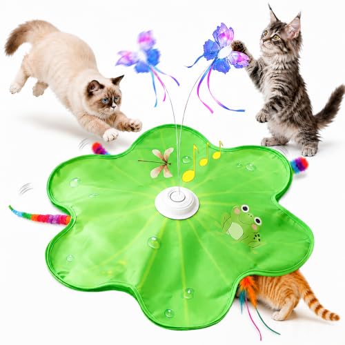 Interactive Cat Toys, Rechargeable with Auto Play and Bird Chirps - color: Green