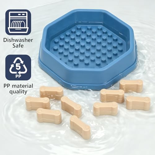 Slow Feeder Bowl with Removable Pegs for Small and Medium Dogs and Cats - color: Blue