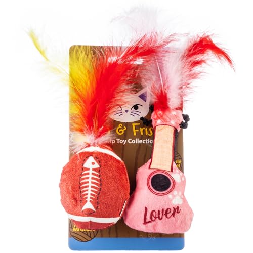 Haute Diggity Kitty Era Tour Guitar + Football Set, Soft Plush Cat Toys - color: Multi - Kitty Guitar + Plush Football Duo