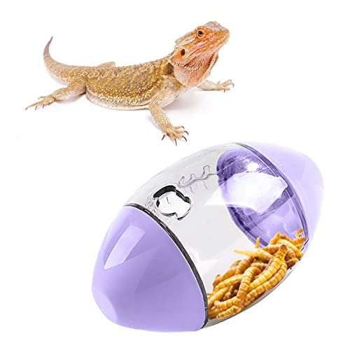ALI2 Bearded Dragon Feeder Toy Rugby Shape, Reptile Interactive Enrichment Toy for Lizard, Gecko and Small Animals - color: Purple