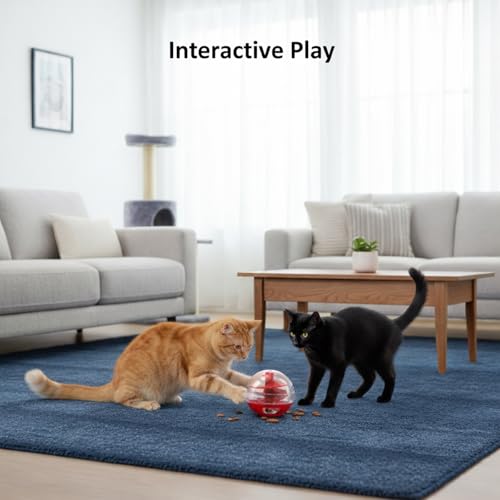 2Pcs Cat Treat Dispenser Toy, Interactive Cat Treat Ball for Cats, Plastic Pet Food Ball for Cats Kitten Training, Adjustable Leakage Mouth, Small 2 x 2in