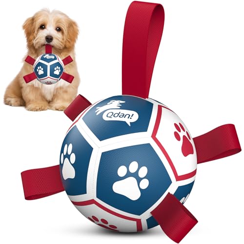 QDAN Small Dog Toys, Outdoor Indoor Toys to Keep Them Busy, Dog Soccer Ball - color: Red-Blue, size: Small Size 1 (5 Inch)