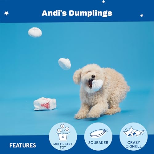 BarkBox Andi's Dumplings 4-in-1 Interactive Plush Dog Toy - color: Andi's Dumpling - Small