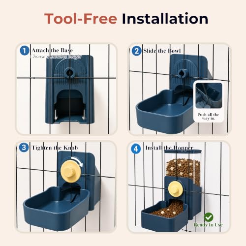 41 oz Hanging Gravity Feeder for Small Animal Cages Rabbit & Guinea Pig - color: Dark Blue