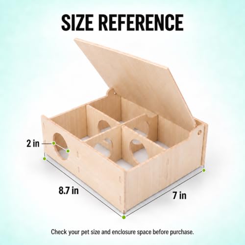 Wooden 4-Chamber Hamster Maze Hideout with Lift-Up Lid