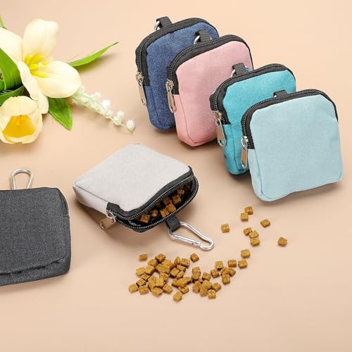 Dog Treat Pouch Hands-Free Pet Bag 3.5x3.4(Black/Sky Blue 2Pcs) - color: Black/Sky Blue