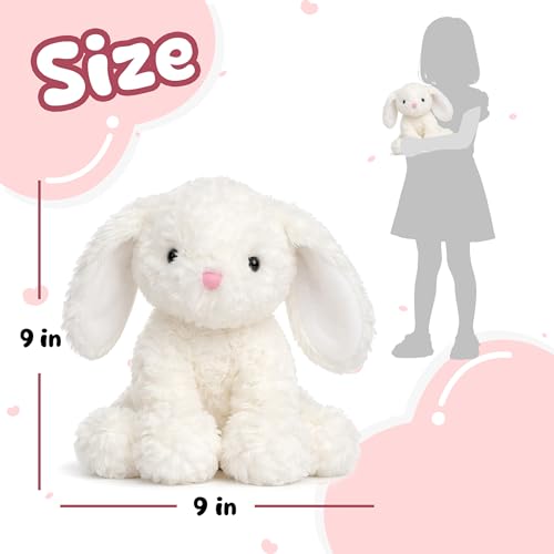 Hopearl Adorable Bunny Plush Toy Floppy Ultra Soft Rabbit Stuffed Animal Holiday Birthday Gift for for Boys Girls Kids Toddlers, White, 9'' - style: White Bunny