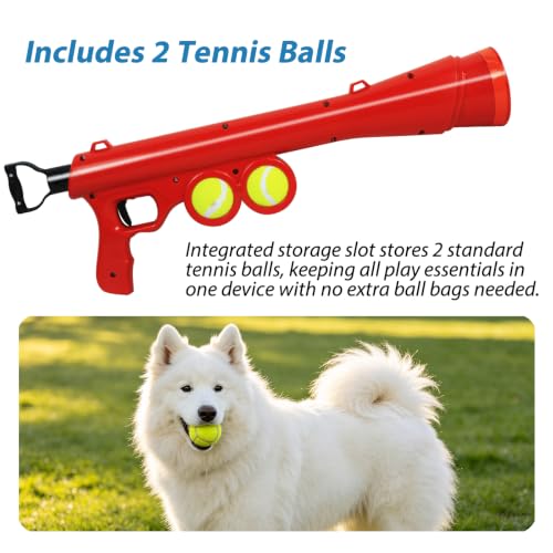 Tennis Ball Launcher for Dogs, Launches 30+ ft, Red - color: Red