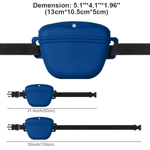 AOMIG Dog Treat Pouch with Training Clicker, 1.67 Cup Silicone Dog Treat Bag with Stronger Magnetic Closure, Portable Pouches for Pet Training Walking Premium Fanny Pack with Waist Belt(Dark Blue) - color: Dark Blue
