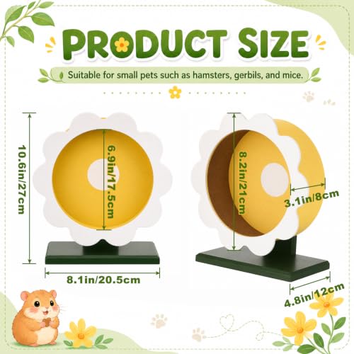 Novabright 9 Inch Hamster Wooden Silent Wheel, Flower Design Small Animal Exercise Wheel, Quiet Spinner Hamster Running Wheels Prevent Depression Toys for Hamsters, Gerbils, Mice and Other Small Pets