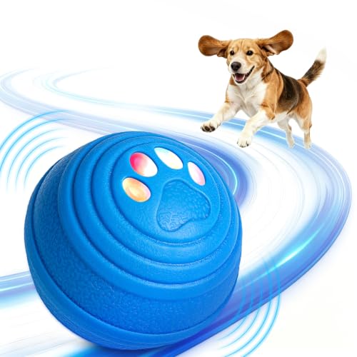Smart Interactive Dog Ball for Aggressive Chewers, Self Moving Toy, E-TPU - color: Blue
