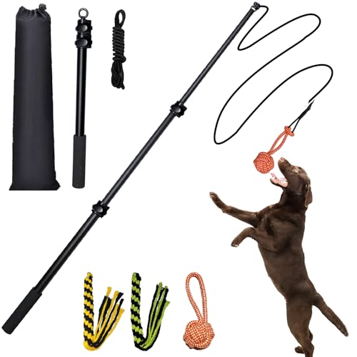 Flirt Pole for Dogs Heavy Duty 40inch Extendable Aluminum Alloy Dog Flirt Pole for Large/Medium/Small Dogs,Interactive Dog Toys for Indoor/Outdoor - size: 40in/3-section