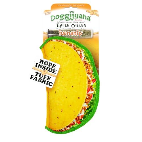 Doggijuana Tuffer Chewer Dog Toy, Taco | Squeaky Refillable Plush Toy - size: Standard, style: Taco