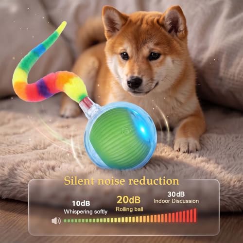 2PCS Interactive Cat Toy Rolling Ball Chewie Viral Dog Ball with Tail - color: Color3