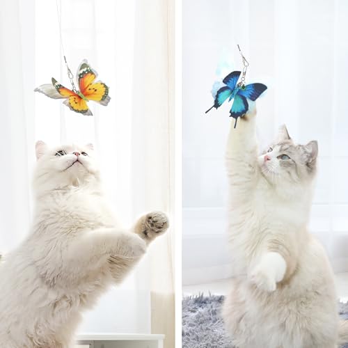 SONGWAY Cat Butterfly Toy Replacement - 7 Pieces Butterfly Cat Toys Accessories,Teaser Wand Attachments, Interactive Cat Toys for Indoor Cats Kittens - size: Butterfly