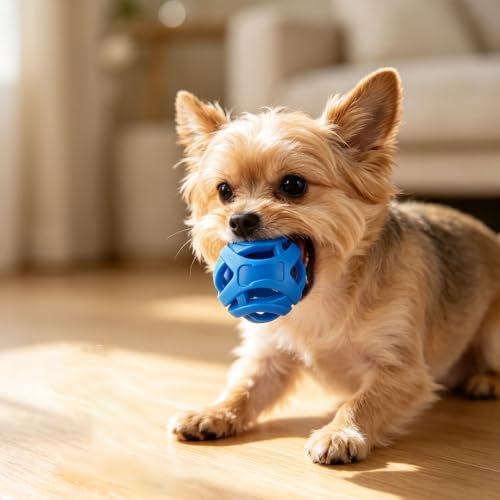 1 Pack Hollow Rubber Dog Ball Toy, Bite Resistant Elastic Chew Molar Toy, Interactive Outdoor Throwing Play Ball for Puppy Self Entertainment (Random Color)