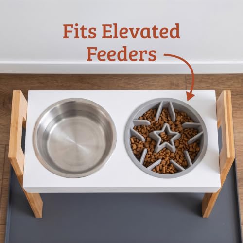 Leash Boss Slow Feeder Dog Bowls (1.5 Cup) Puzzle Dog Food Bowl with Feeder Holes, Fits into Elevated Pet Feeders, Slow Eating for Large, Medium & Small Sized Breeds - Gray - color: Gray, size: 1.5 Cup