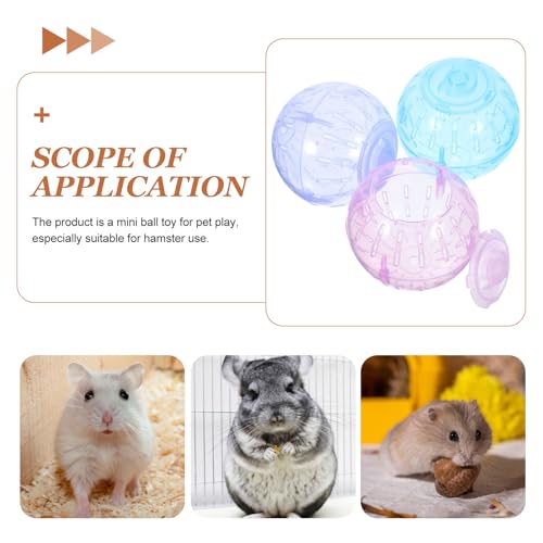 POPETPOP Hamster Exercise Ball, 3PCS 3.54inch Plastic, Running Toys for Small Animals, Reduce Boredom & Increase Activity, Random Color
